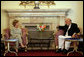 Mrs. Laura Bush meets with President Hamid Karzai of Afghanistan, Sunday, June 8, 2008, at Gul Khana Palace in Kabul. White House photo by Shealah Craighead