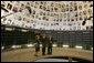 Laura Bush tours the Hall of Names with Gila Katsav, wife of President Moshe Katsav of Israel, left, and General Avner Shalev, chairman of the Yad Vashem Directorate, right, at the Yad Vashem Holocaust museum in Jerusalem, Sunday, May 22, 2005. The Hall of Names is a repository of testimony from millions of Holocaust victims and serves as a memorial to those who died. White House photo by Krisanne Johnson