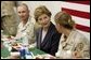 Laura Bush joins US troops as they dine in the Dragon Chow Dining Hall on Bagram Air Base in Kabul, Afghanistan Wednesday, March 30, 2005. White House photo by Susan Sterner