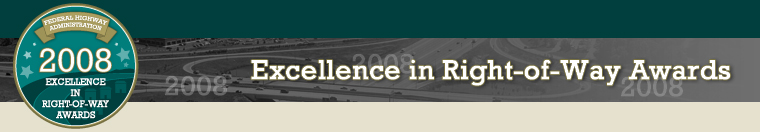 Federal Highway Administration Excellence in Right-Of-Way Awards header with logo.