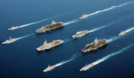 Stennis Striker Group: USS Stennis at the top left.