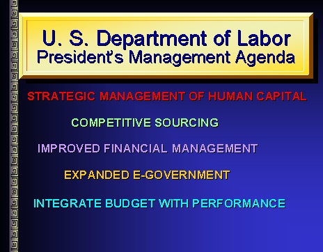 Image Showing the President's Management Agenda. Click for Text Version.