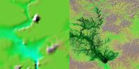 Shaded Relief with Height as Color, Lake Balbina, near Manaus, Brazil