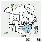 Distribution of Asplenium pinnatifidum Nutt.. . Image Available. 