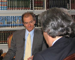 Assistant Secretary Daniel Fried during an interview with Nuno Rogeiro for Society of Nations, SIC-TV, July 13, 2007. Photo courtesy of Embassy Lisbon.