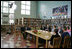 Laura Bush participates in a roundtable discussion while visiting Sun Valley Middle School in Sun Valley, Calif., April 27, 2005.