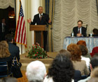 Secretary Powell and Ambassador Vershbow gave opening remarks at the Civil Society Event held at the the Spaso House. The Spaso House is the residence of American ambassadors in Moscow.   Photo by Konstantin Zavrazhin.