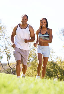 photo of a couple jogging