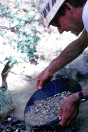 Panning for gold, concentrated in streams over time