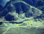 Aerial view of Holocene fault scarp on the Wasatch fault, near American Fork Canyon, Utah