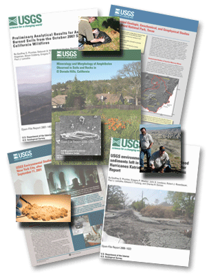 Collage of fact sheets and open-file reports