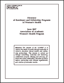 Picture of Directory of Residency and Fellowship Programs in Women's Health, 2007
