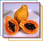 Photo of a sliced papaya