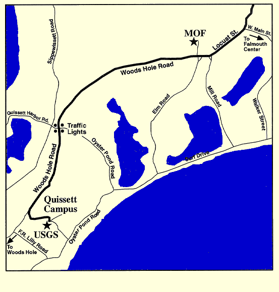 Detailed roadmap showing Directions within Woods Hole