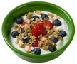 bowl of granola with fruit and yogurt