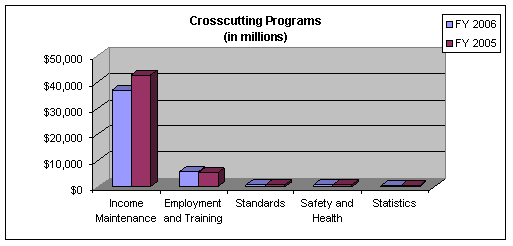 Chart: 2005 vs 2006 crosscutting programs (in millions)