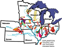 The USGS sampled 52 sites on Midwestern streams during post-application runoff in 1989, 1990, 1994, 1995, and 1998 as part of a reconnaissance of herbicide concentrations in streams.