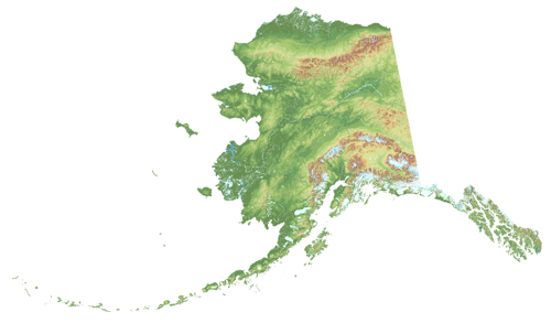 shaded relief map of alaska