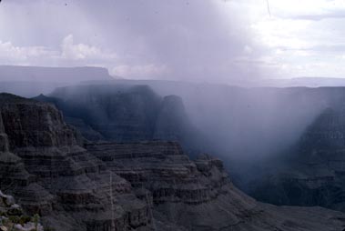 A rare rainstorm over Travertine Canyon, Grand Canyon National Park.