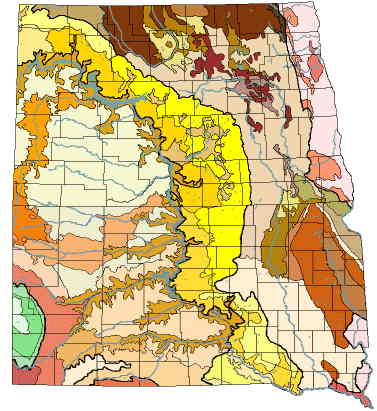 Clickable map of North and South Dakota