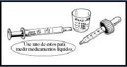 Lámina: Use un cuentagotas o un instrumento especial para medir medicamentos líquidos.