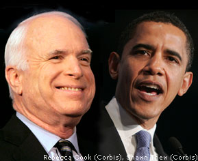 Photo of the US presidential candidates, John McCain and Barack Obama