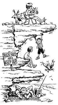 cartoon of rock fall area