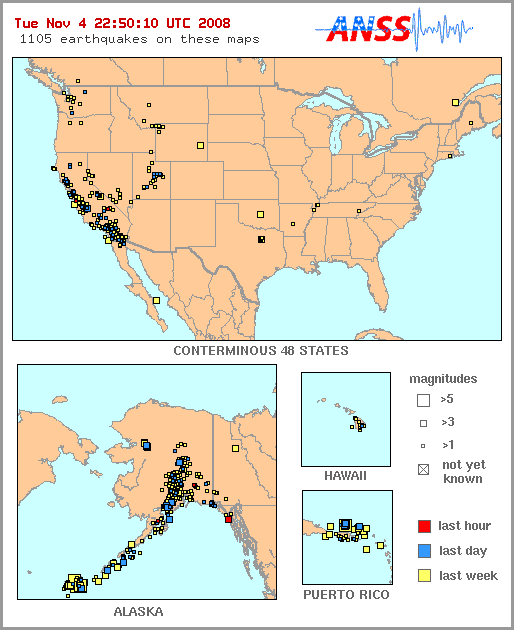 USA Recent Earthquake Map