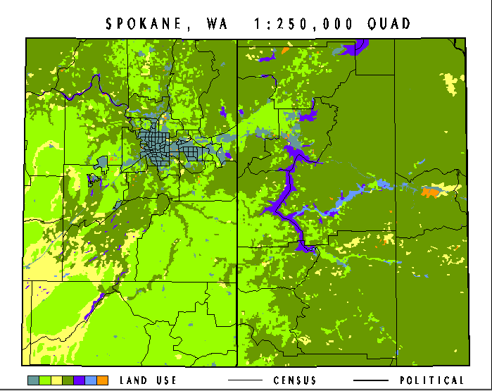 LULC classification including political and census boundaries (Spokane, WA)