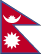 The Nepal flag is red with a blue border around the unique shape of two overlapping right triangles; the smaller, upper triangle bears a white stylized moon and the larger, lower triangle bears a white 12-pointed sun. 2003.