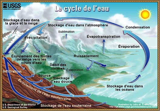 Schéma du cycle de l'eau. 