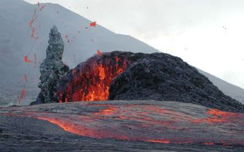 Basaltic lava flow and spatter, Kilauea Volcano, Hawaii