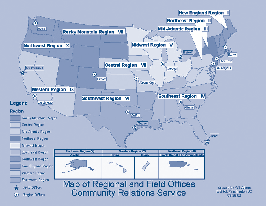 Map of CRS Regional Office and Service Areas