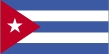 Flag of Cuba is five equal horizontal bands of blue - top and bottom - alternating with white; a red equilateral triangle based on the hoist side bears a white, five-pointed star in the center.