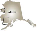 Map of Alaska showing location of study areas