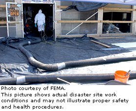 Photo courtesy of FEMA.  This picture shows actual disaster site work conditions and may not illustrate proper safety and health procedures.
