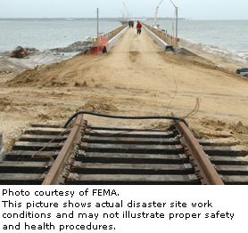 Photo courtesy of FEMA.  This picture shows actual disaster site work conditions and may not illustrate proper safety and health procedures.