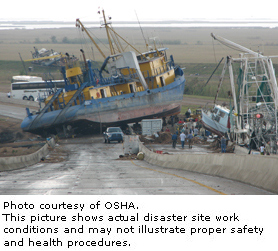 Photo courtesy of OSHA.  This picture shows actual disaster site work conditions and may not illustrate proper safety and health procedures.