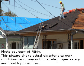 Photo courtesy of FEMA.  This picture shows actual disaster site work conditions and may not illustrate proper safety and health procedures.