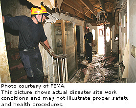 Photo courtesy of FEMA.  This picture shows actual disaster site work conditions and may not illustrate proper safety and health procedures.