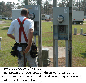 Photo courtesy of FEMA.  This picture shows actual disaster site work conditions and may not illustrate proper safety and health procedures.