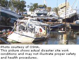 Photo courtesy of OSHA.  This picture shows actual disaster site work conditions and may not illustrate proper safety and health procedures.