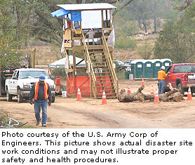 Photo courtesy of the U.S. Army Corp of Engineers.  This picture shows actual disaster site work conditions and may not illustrate proper safety and health procedures.