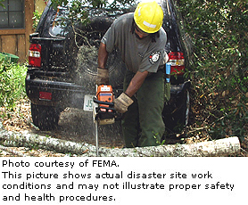 Photo courtesy of FEMA.  This picture shows actual disaster site work conditions and may not illustrate proper safety and health procedures.