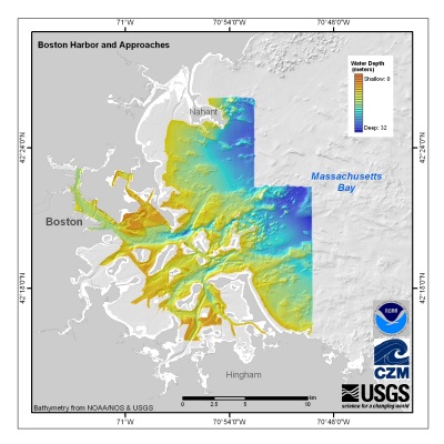 Map showing Boston Harbor and Approaches.