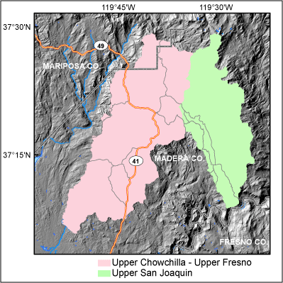 Map of the Central Sierra Study Unit.