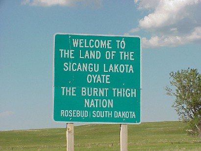 Photograph of sign at entrance to Rosebud Sioux tribal lands