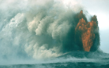 Lava fountain at Pu`u `O`o vent, Kilauea Volcano, Hawai`i