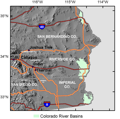 Map of the Colorado Basin Study Unit.