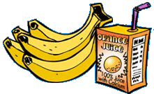 Image of bananas and orange juice